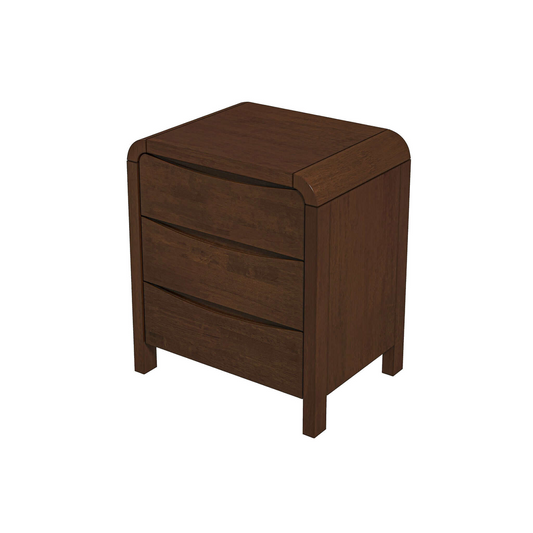 Modern Solid Wood Nightstand with 3 Drawers Walnut Retro Design