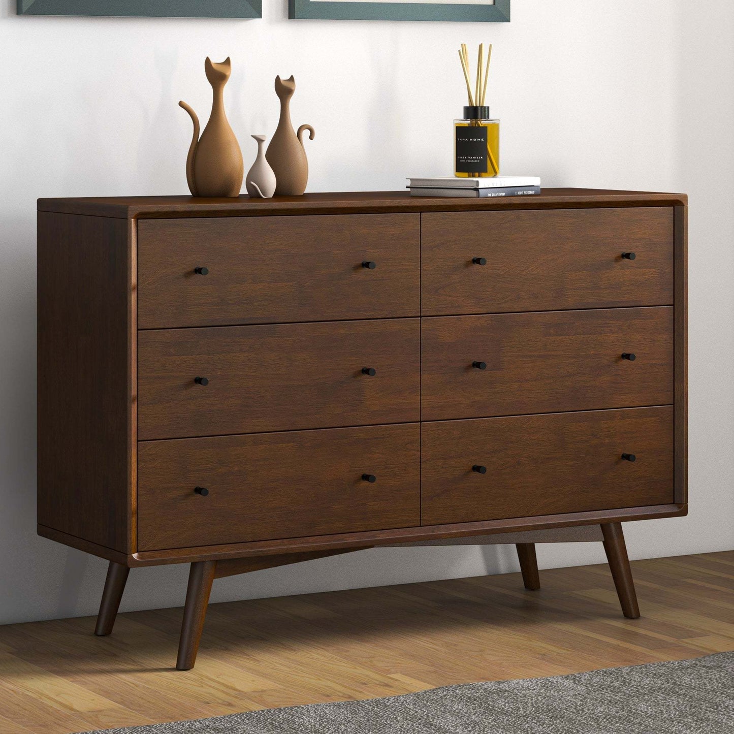 Modern Solid Wood Dresser with Tapered Legs
