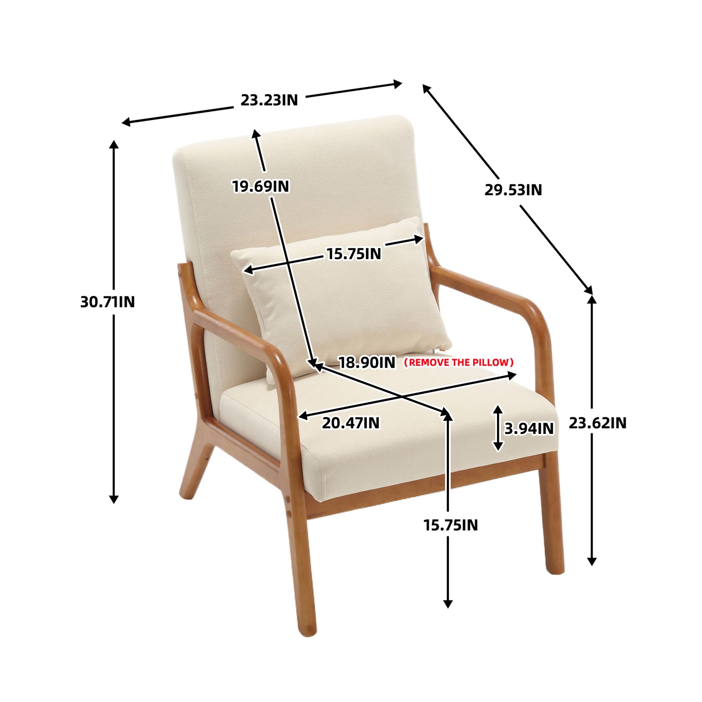 Beige Velvet Modern Accent Chair – 300lb Capacity, Ergonomic Design, Quick Assembly