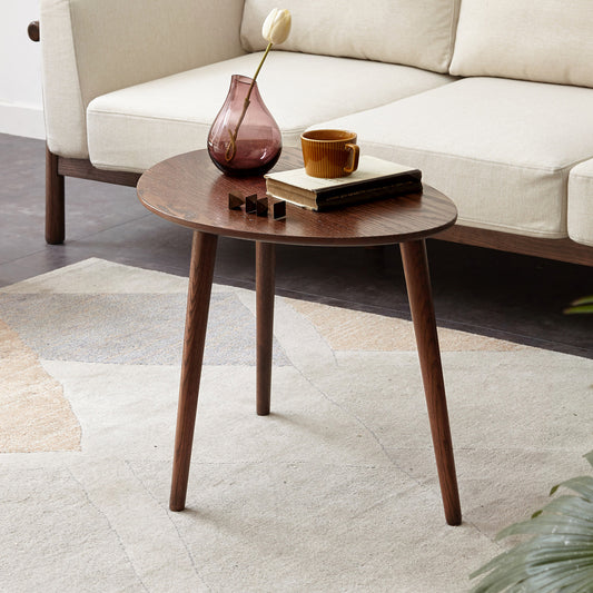Mid-Century Modern Oak Coffee Table - Oval Wooden Side Table for Living Room