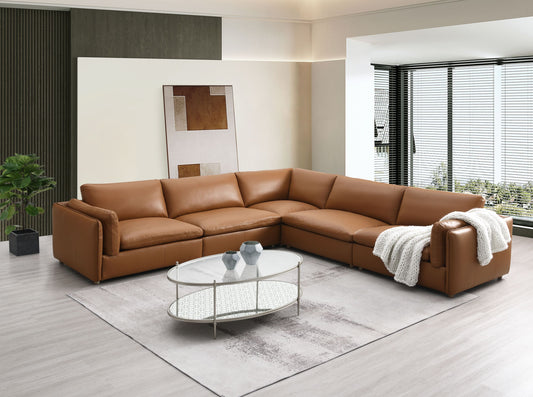 ‌Premium Leather Sectional Sofa - 4-Seat Contemporary Design